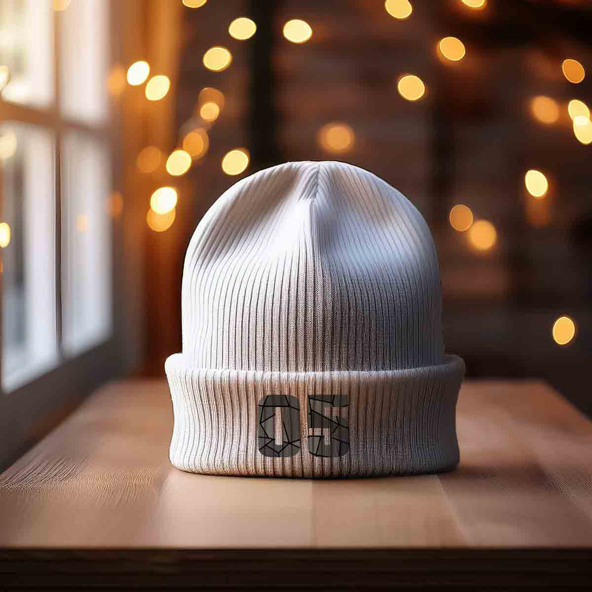 Beanies Plus 05 Number Cuffed Beanie (White)