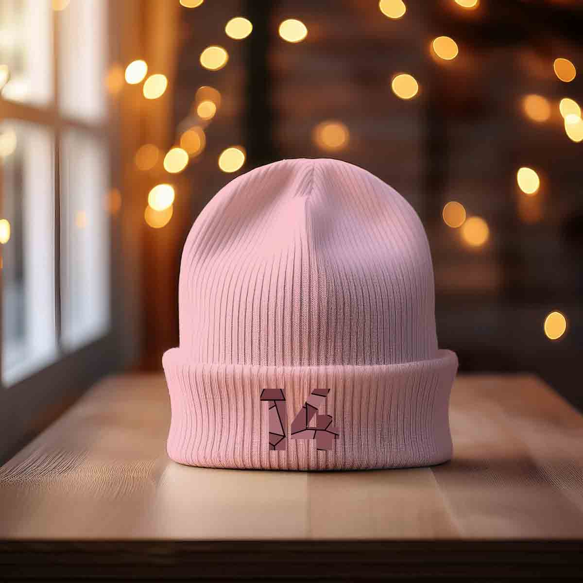 Beanies Plus 14 Number Cuffed Beanie (Baby Pink)