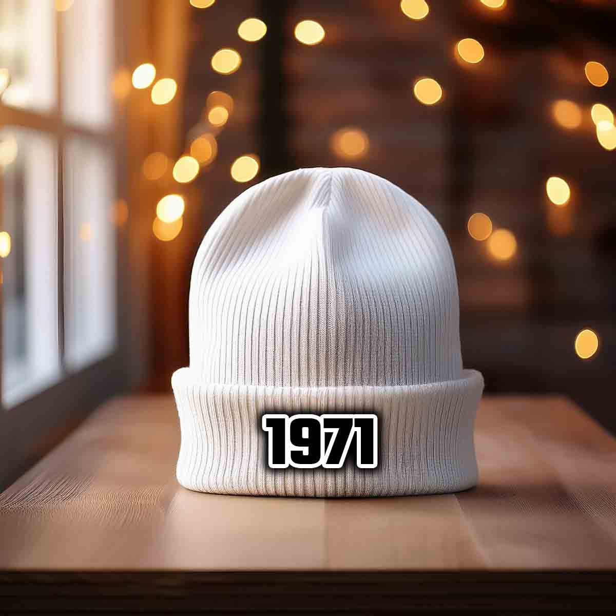Beanies Plus 1971 Year Cuffed Beanie (White)