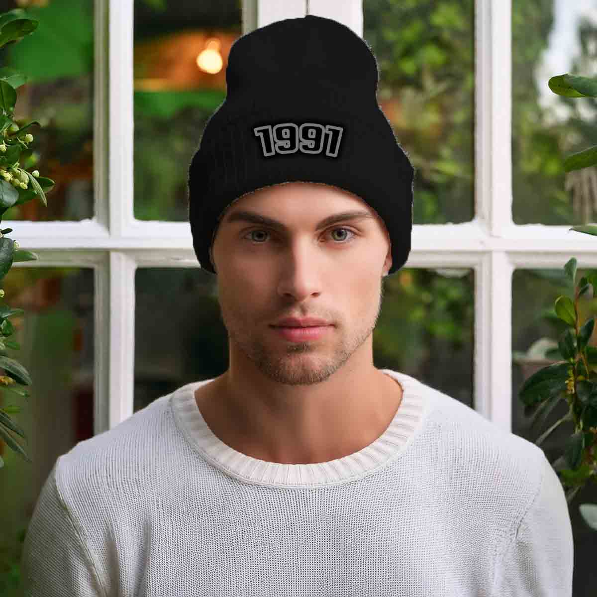 Beanies Plus 1991 Year Cuffed Beanie (Black) image 2
