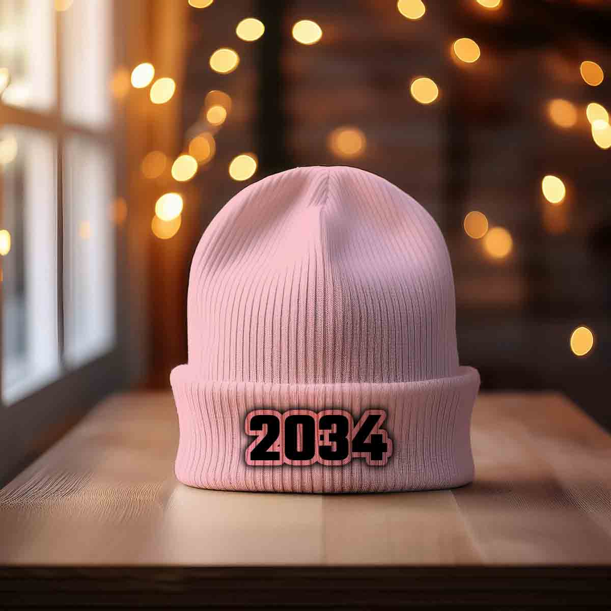 Beanies Plus 2034 Year Cuffed Beanie (Baby Pink) image 1