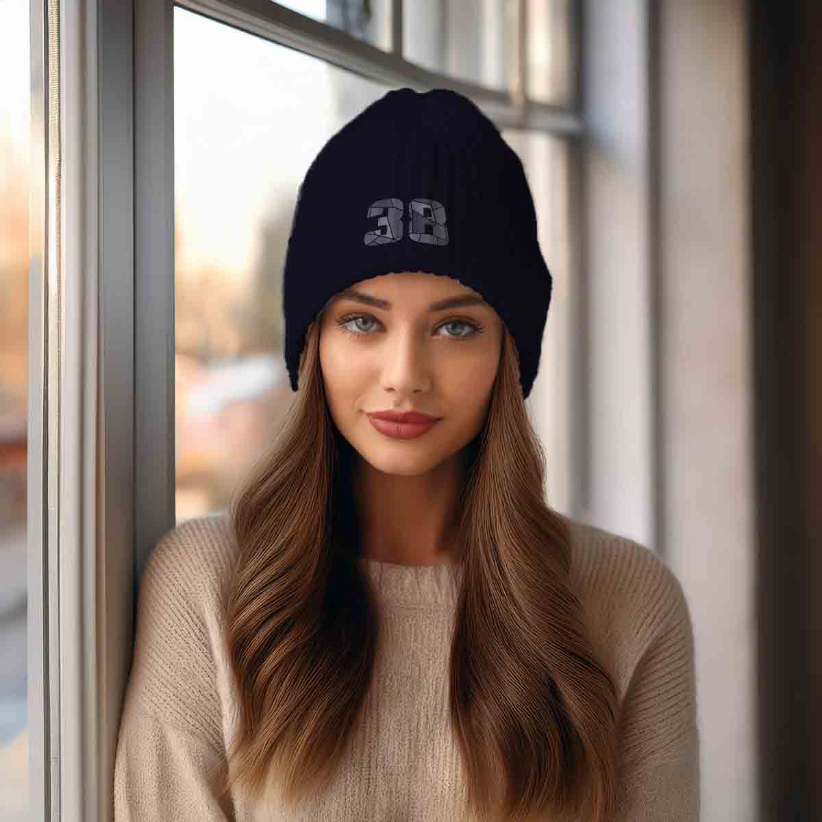 Beanies Plus 38 Number Cuffed Beanie (Navy) image 2