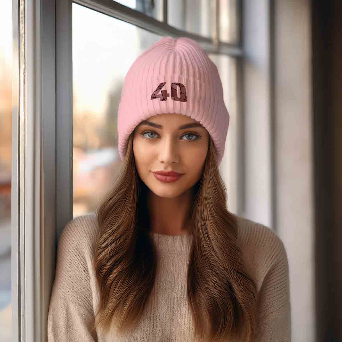Beanies Plus 40 Number Cuffed Beanie (Baby Pink) image 2