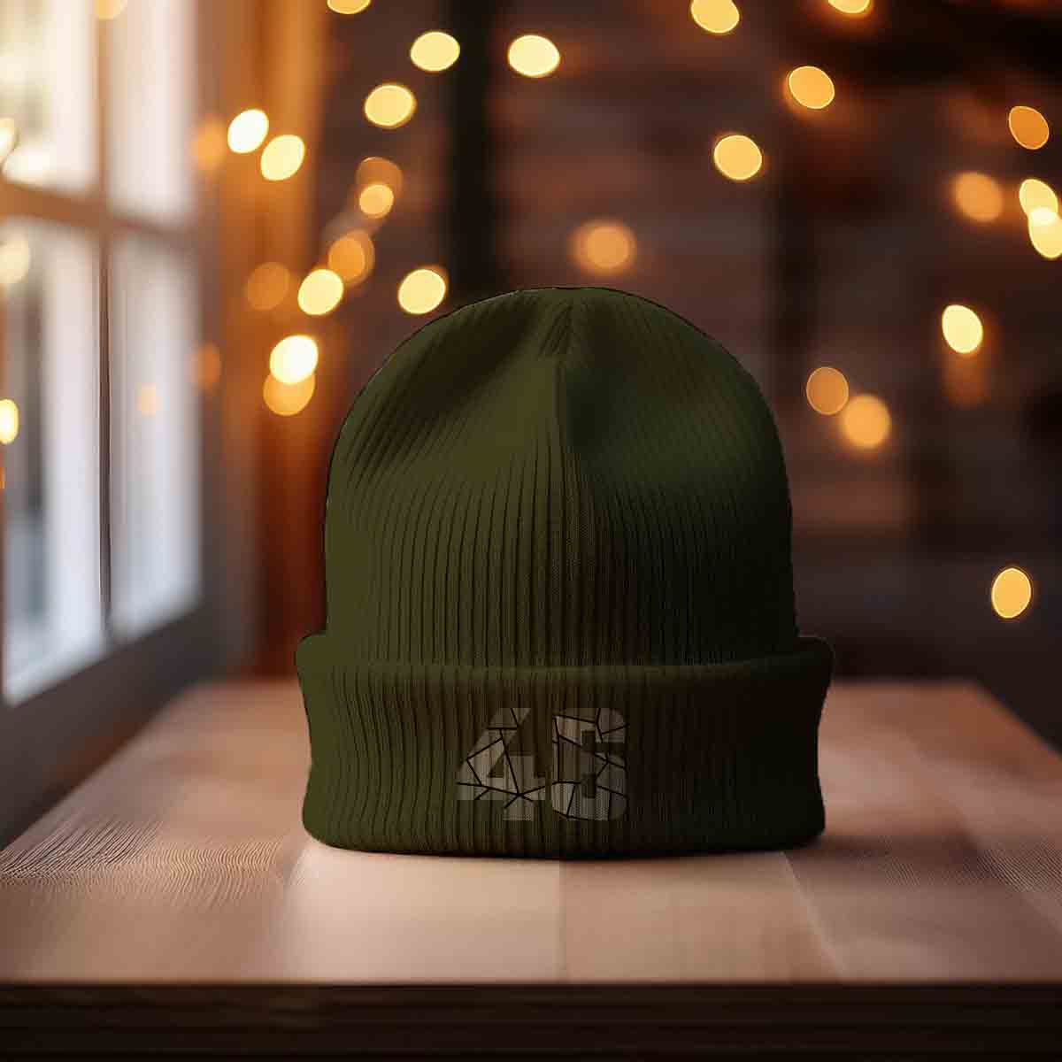 Beanies Plus 46 Number Cuffed Beanie (Olive)