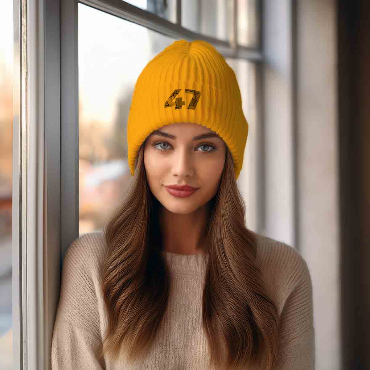 Beanies Plus 47 Number Cuffed Beanie (Gold) image 2