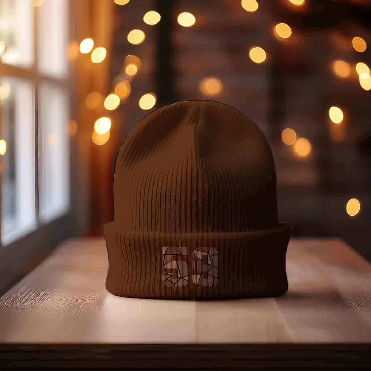 Beanies Plus 59 Number Cuffed Beanie (Brown)