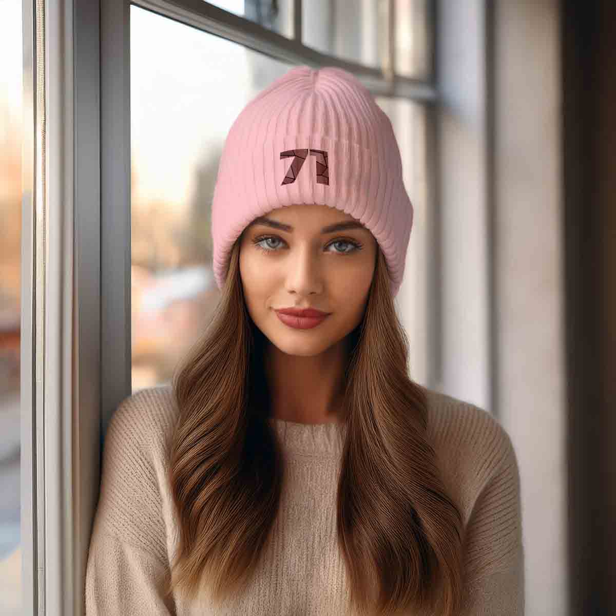 Beanies Plus 71 Number Cuffed Beanie (Baby Pink) image 2