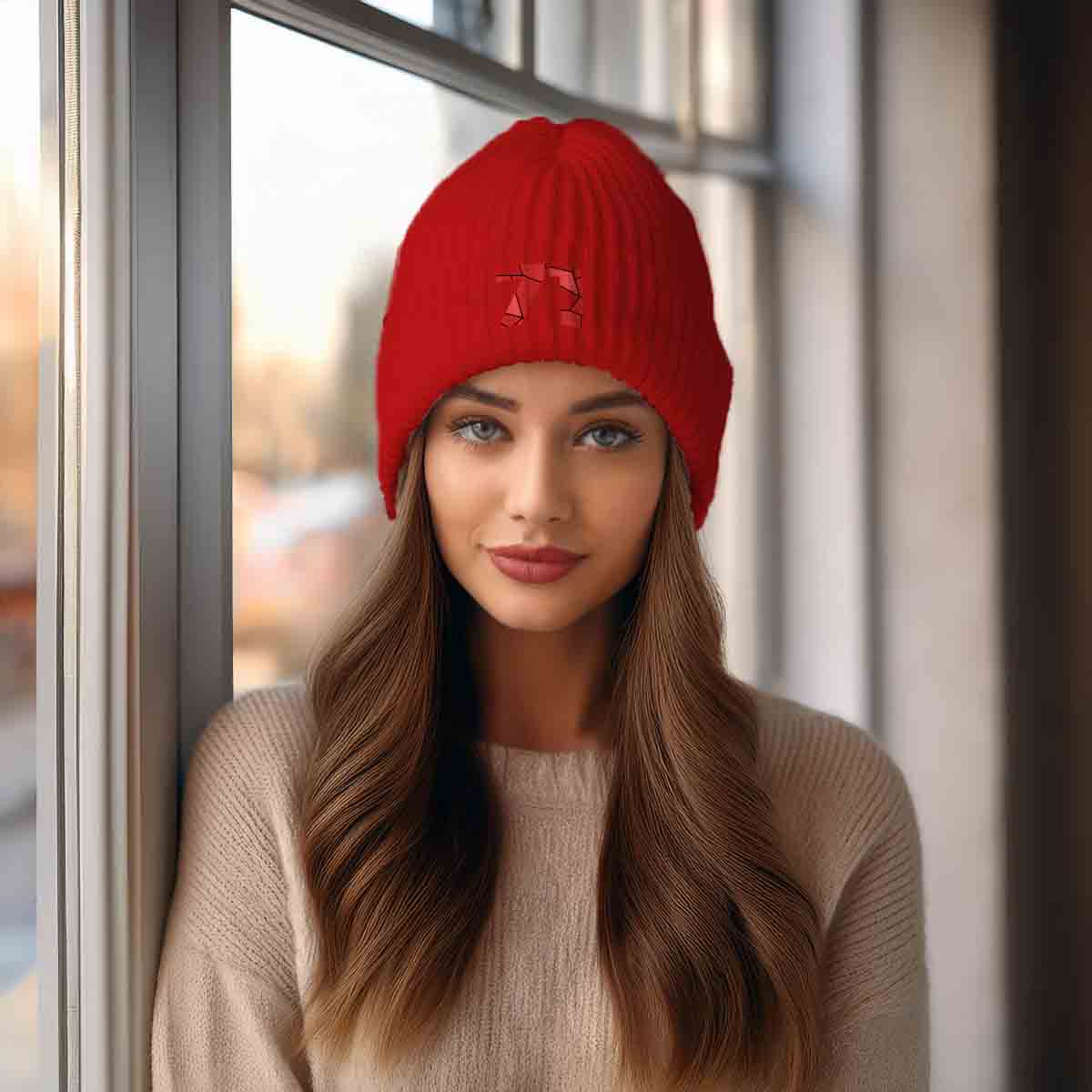 Beanies Plus 71 Number Cuffed Beanie (Red) image 2