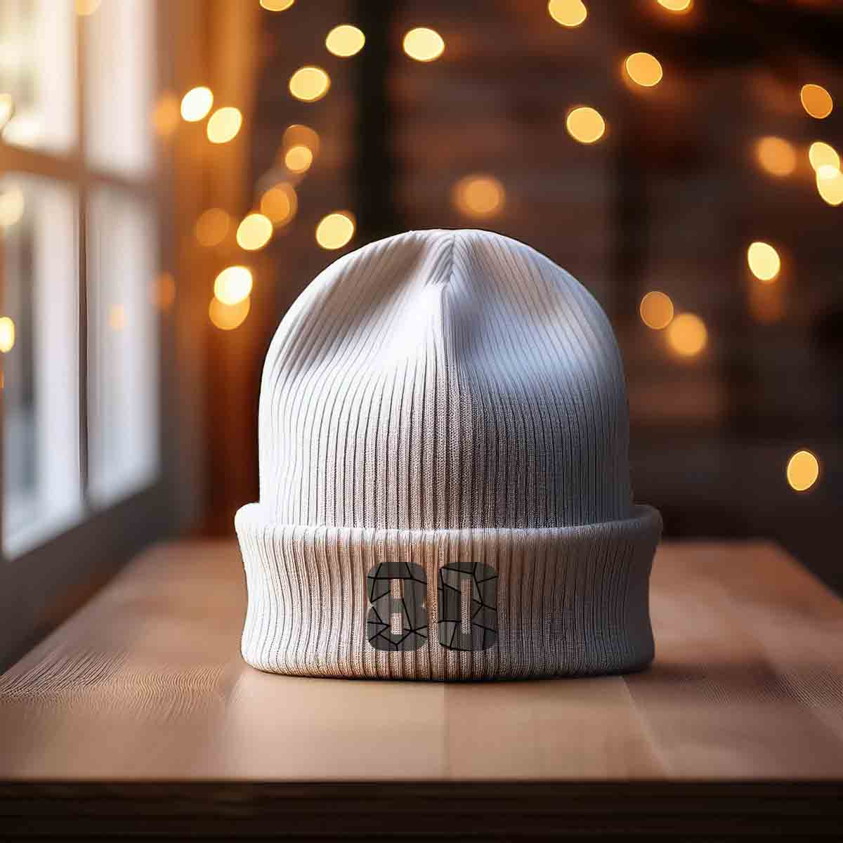Beanies Plus 80 Number Cuffed Beanie (White)