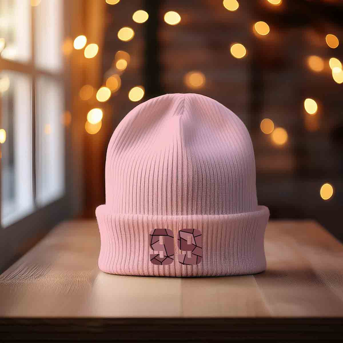 Beanies Plus 99 Number Cuffed Beanie (Baby Pink)